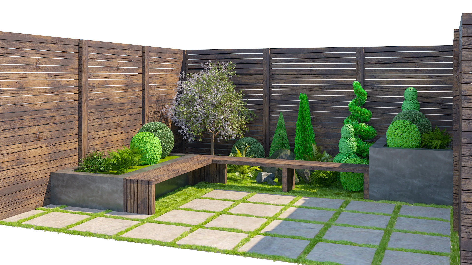 Contemporary Zen Outdoor Retreat Seating Area 3D Model .c4d .max .obj .3ds .fbx .stl .blend 