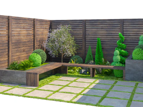 当代禅宗户外休闲休息区 3D 模型