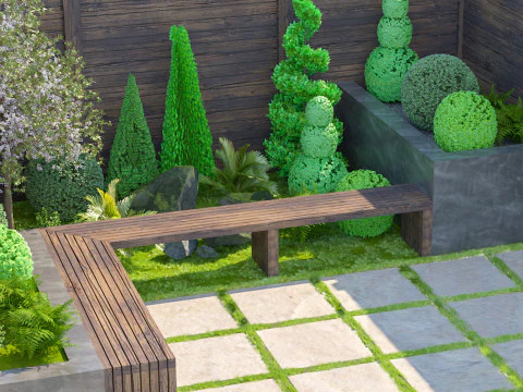 Contemporary Zen Outdoor Retreat Seating Area 3D Model