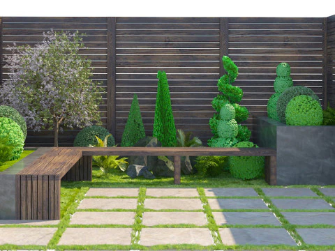 Contemporary Zen Outdoor Retreat Seating Area 3D Model