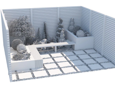 Contemporary Zen Outdoor Retreat Seating Area 3D Model