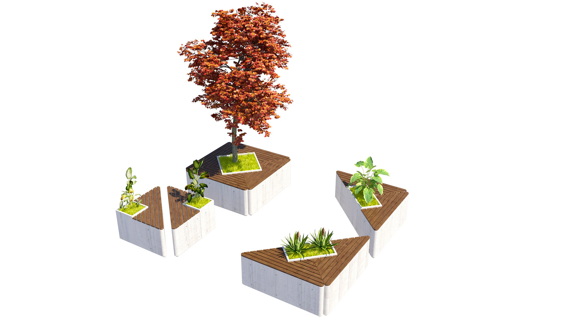 Modern Geometric Modular Seating 3D Model .c4d .max .obj .3ds .fbx .stl .blend 