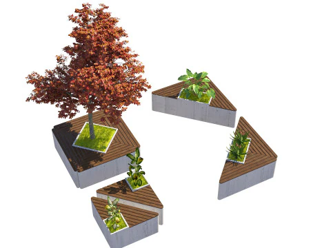 Modern Geometric Modular Seating 3D Model