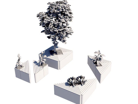 Modern Geometric Modular Seating 3D Model