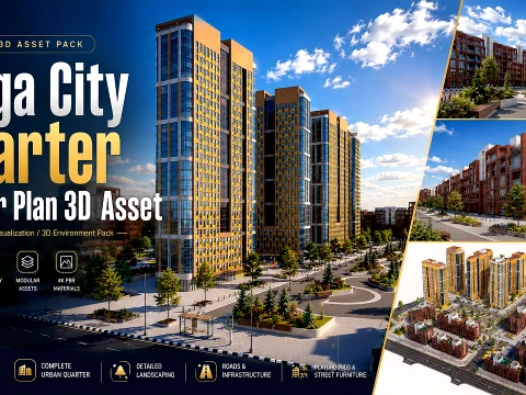 Complete Urban Landscape and Housing Scene 3D Model