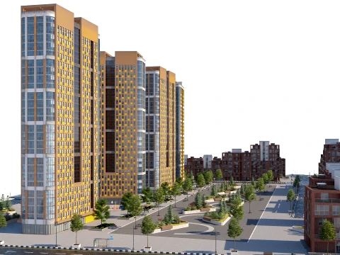 Complete Urban Landscape and Housing Scene 3D Model