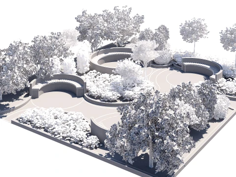 Geometric Circular Patio Garden 3D Model