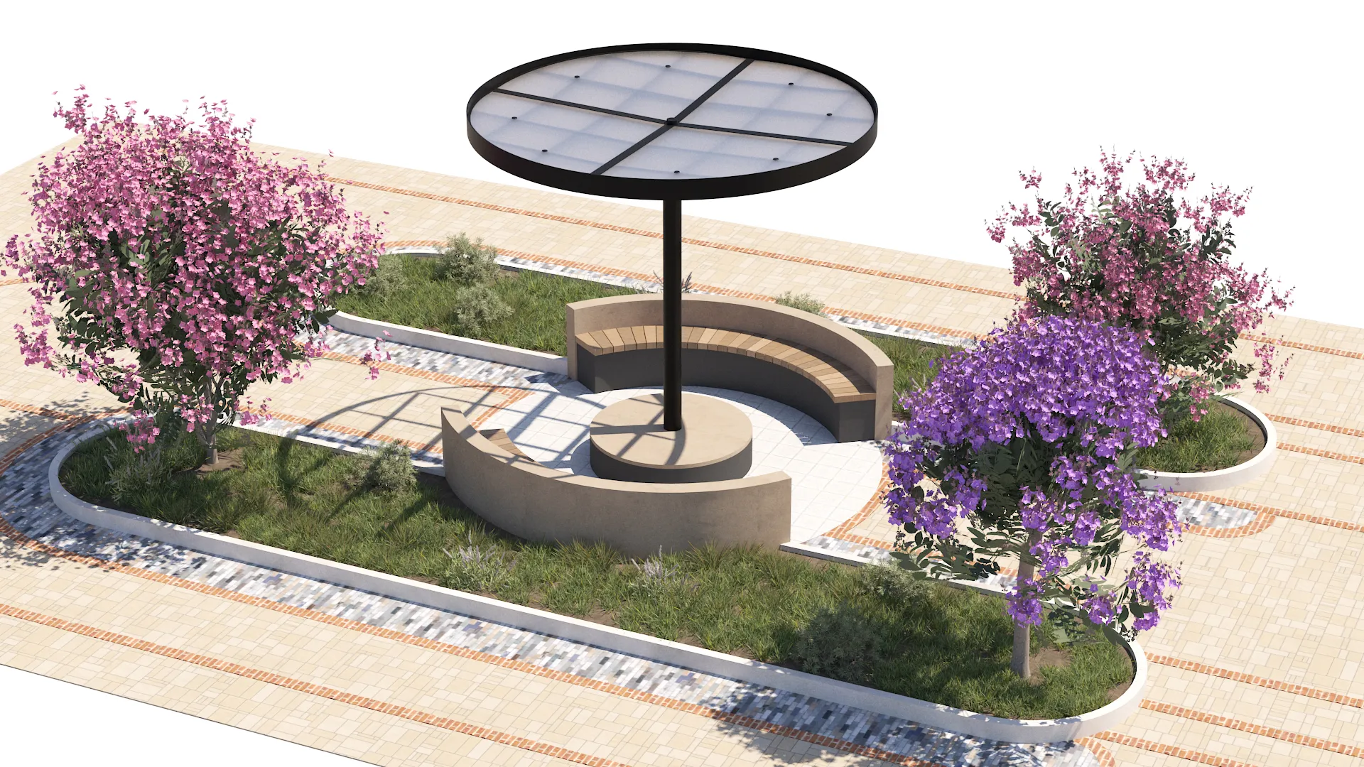 Circular Canopy Landscape Design 3D Model .c4d .max .obj .3ds .fbx .stl .blend 