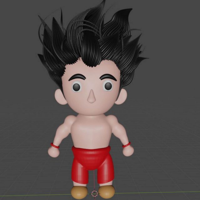 3D Chibi-Goku low-poly Model 3D .c4d .max .obj .3ds .fbx .stl .blend 