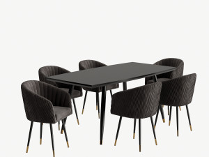 Chair and table set 3D मॉडल