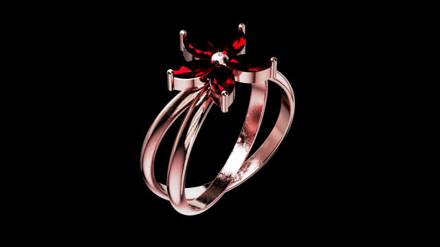 Five Pointed Star Flower Ring Marquise Stones Modelo de Impressão 3D .c4d .max .obj .3ds .fbx .stl .blend 