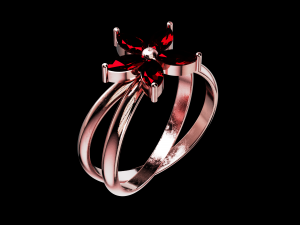 Five Pointed Star Flower Ring Marquise Stones 3D Принт Модель