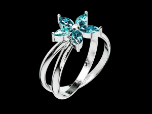 Five Pointed Star Flower Ring Marquise Stones Modelo de Impressão 3D