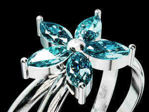 Five Pointed Star Flower Ring Marquise Stones Modelo de Impressão 3D