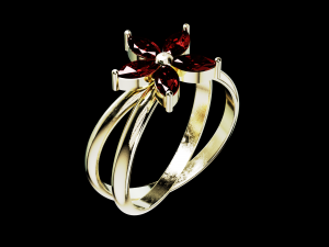 Five Pointed Star Flower Ring Marquise Stones Modelo de Impressão 3D