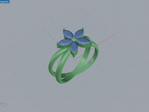 Five Pointed Star Flower Ring Marquise Stones Modelo de Impressão 3D