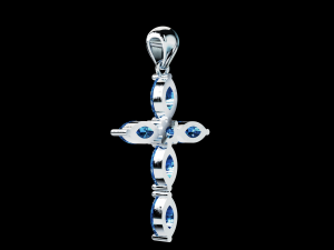 Thin Marquise stones cross pendant and round center stone 3D Baskı Modeli