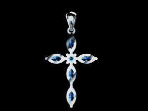 Thin Marquise stones cross pendant and round center stone 3D Baskı Modeli
