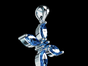 Thin Marquise stones cross pendant and round center stone 3D Baskı Modeli