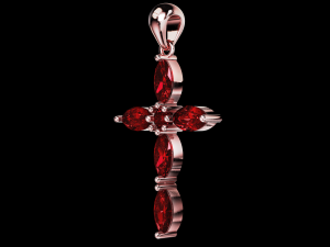 Thin Marquise stones cross pendant and round center stone 3D Baskı Modeli