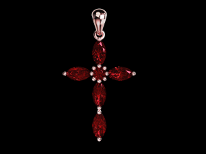 Thin Marquise stones cross pendant and round center stone 3D Baskı Modeli