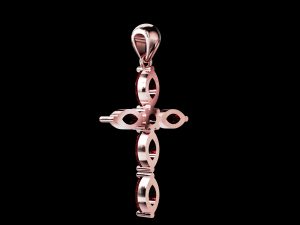 Thin Marquise stones cross pendant and round center stone 3D Baskı Modeli