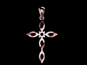 Thin Marquise stones cross pendant and round center stone 3D Baskı Modeli