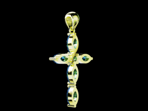Thin Marquise stones cross pendant and round center stone 3D Baskı Modeli