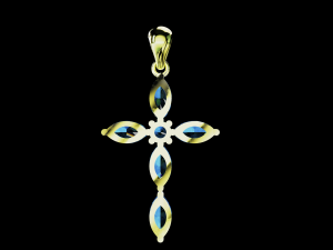 Thin Marquise stones cross pendant and round center stone 3D Baskı Modeli