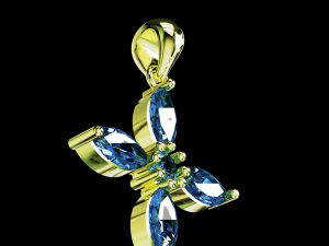 Thin Marquise stones cross pendant and round center stone 3D Baskı Modeli