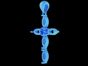 Thin Marquise stones cross pendant and round center stone 3D Baskı Modeli