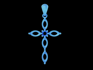 Thin Marquise stones cross pendant and round center stone 3D Baskı Modeli