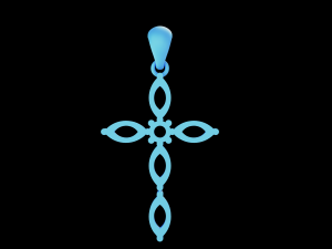 Thin Marquise stones cross pendant and round center stone 3D Baskı Modeli
