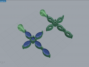 Thin Marquise stones cross pendant and round center stone 3D Baskı Modeli