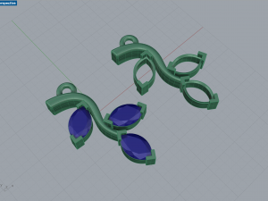 Twig marquise jewelry pendant 3D Print Model
