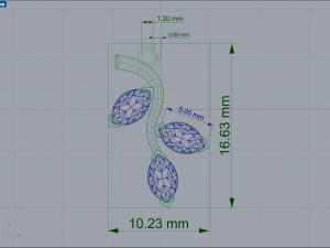 Twig marquise jewelry pendant 3D Print Model