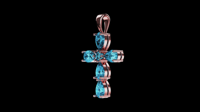Pear stones cross pendant and round center stone 3D Baskı Modeli .c4d .max .obj .3ds .fbx .stl .blend