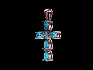 Pear stones cross pendant and round center stone 3D 프린트 모델