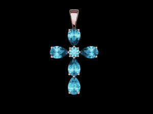 Pear stones cross pendant and round center stone 3D Baskı Modeli
