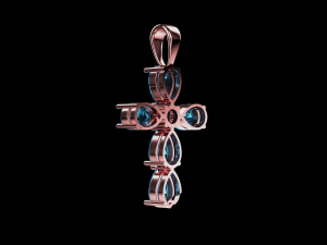 Pear stones cross pendant and round center stone 3D Baskı Modeli