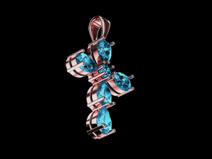 Pear stones cross pendant and round center stone 3D Baskı Modeli