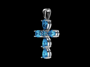Pear stones cross pendant and round center stone 3D Baskı Modeli