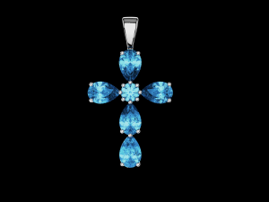 Pear stones cross pendant and round center stone 3D Baskı Modeli