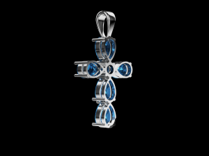 Pear stones cross pendant and round center stone 3D Baskı Modeli