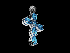 Pear stones cross pendant and round center stone 3D Baskı Modeli