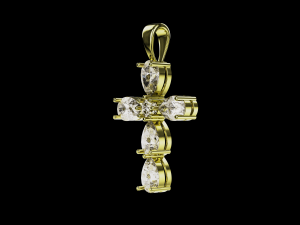 Pear stones cross pendant and round center stone 3D Baskı Modeli