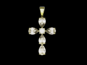 Pear stones cross pendant and round center stone 3D Baskı Modeli