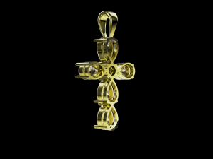 Pear stones cross pendant and round center stone 3D Baskı Modeli