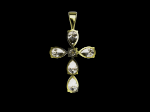 Pear stones cross pendant and round center stone 3D Baskı Modeli