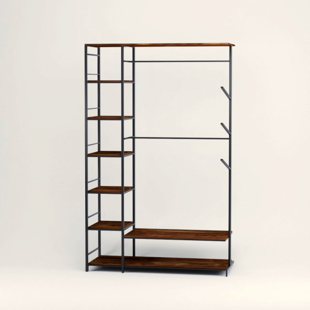 Metal and wood shelf 3D 모델 .c4d .max .obj .3ds .fbx .stl .blend 